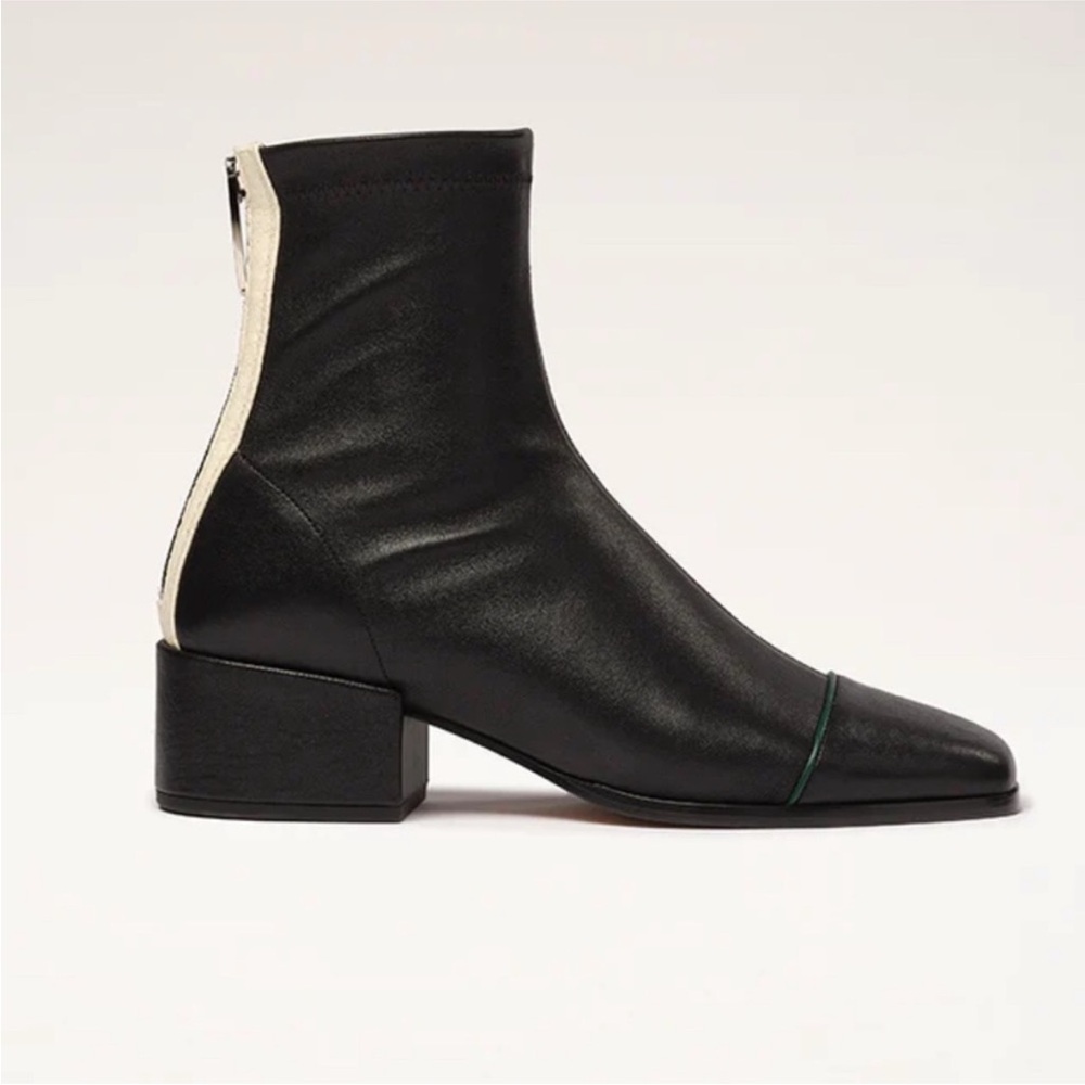 Nomasei Strada Black and Cream Leather Ankle Boots
